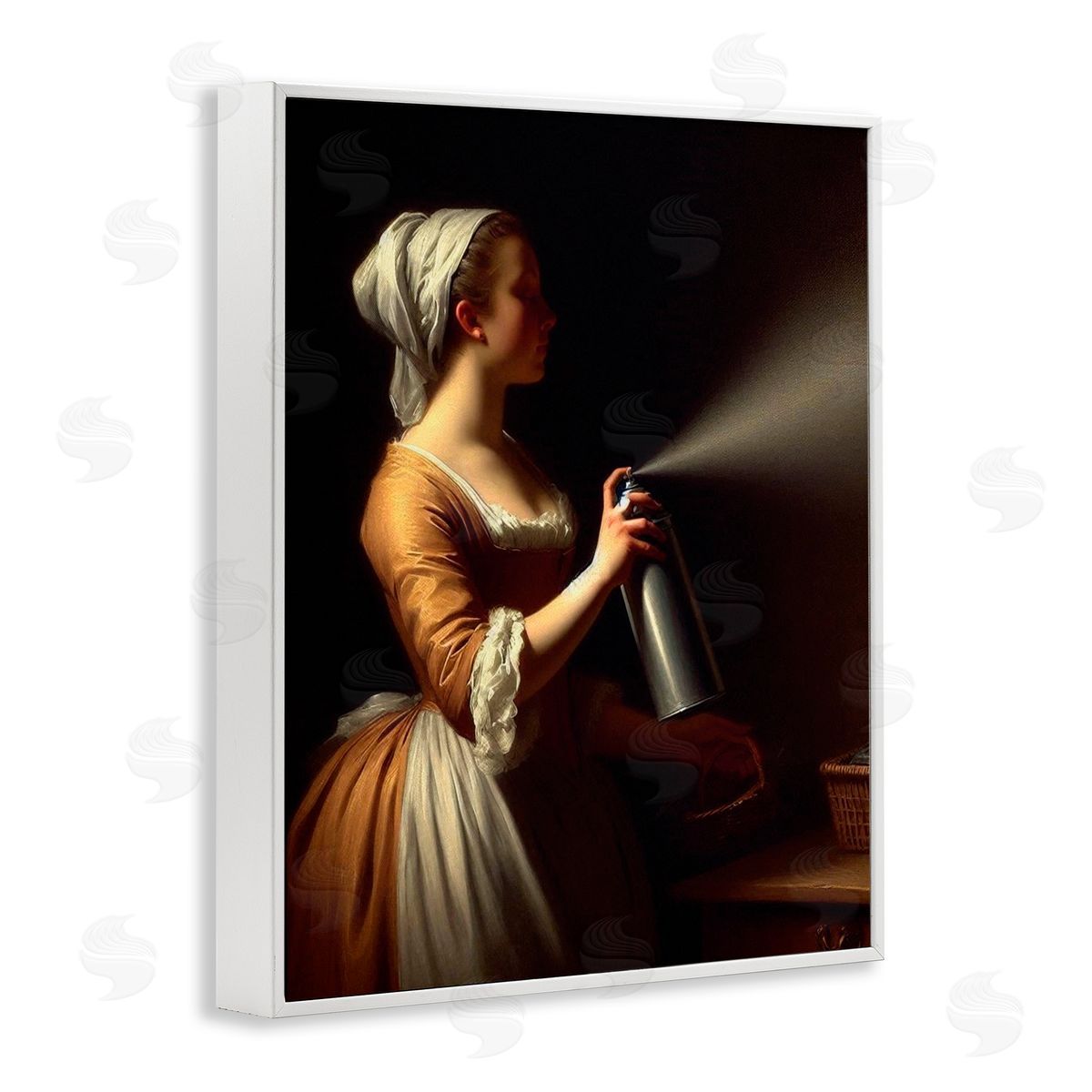 Lettered and Lined Funny Vintage Lady & Spray Paint White Framed Giclee Print Wall Art