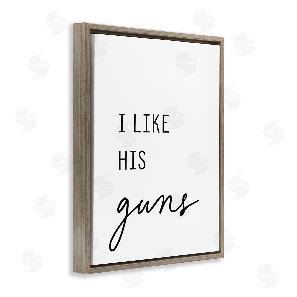 Lettered and Lined Like His Guns Brown Floating Frame Canvas Wall Art Print