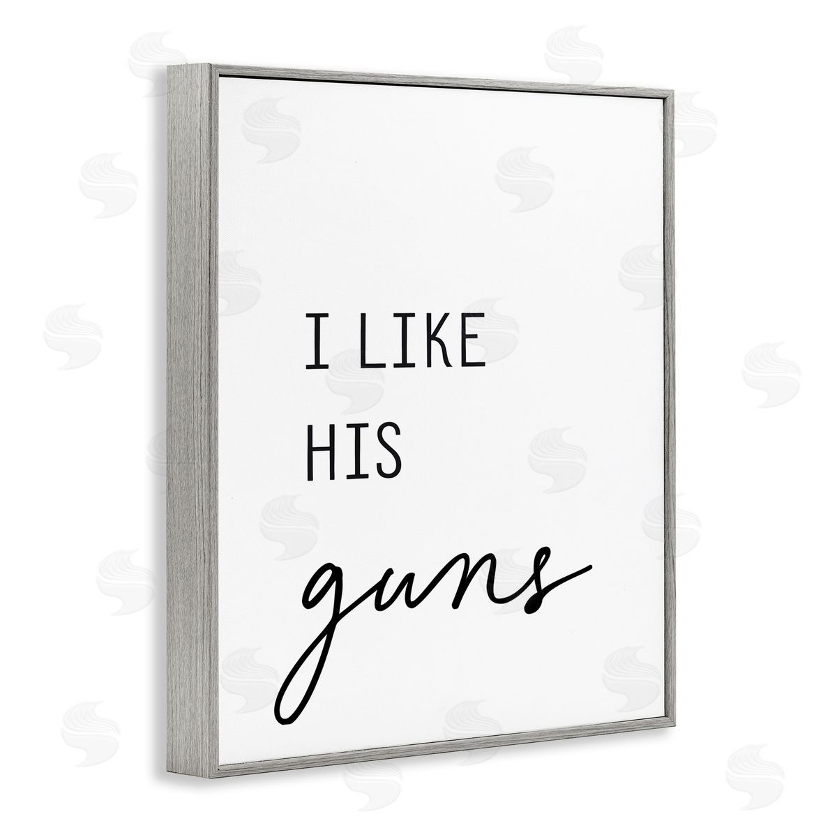 Lettered and Lined Like His Guns Gray Framed Giclee Print Wall Art