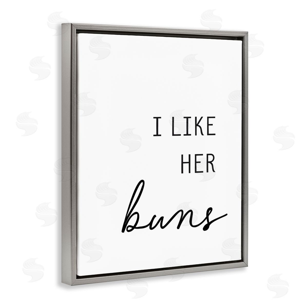 Lettered and Lined Like Her Buns Gray Floating Frame Canvas Wall Art Print