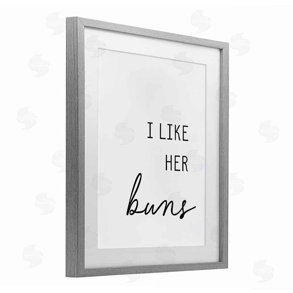 Lettered and Lined Like Her Buns Gray Framed Print Under Glass Wall Art