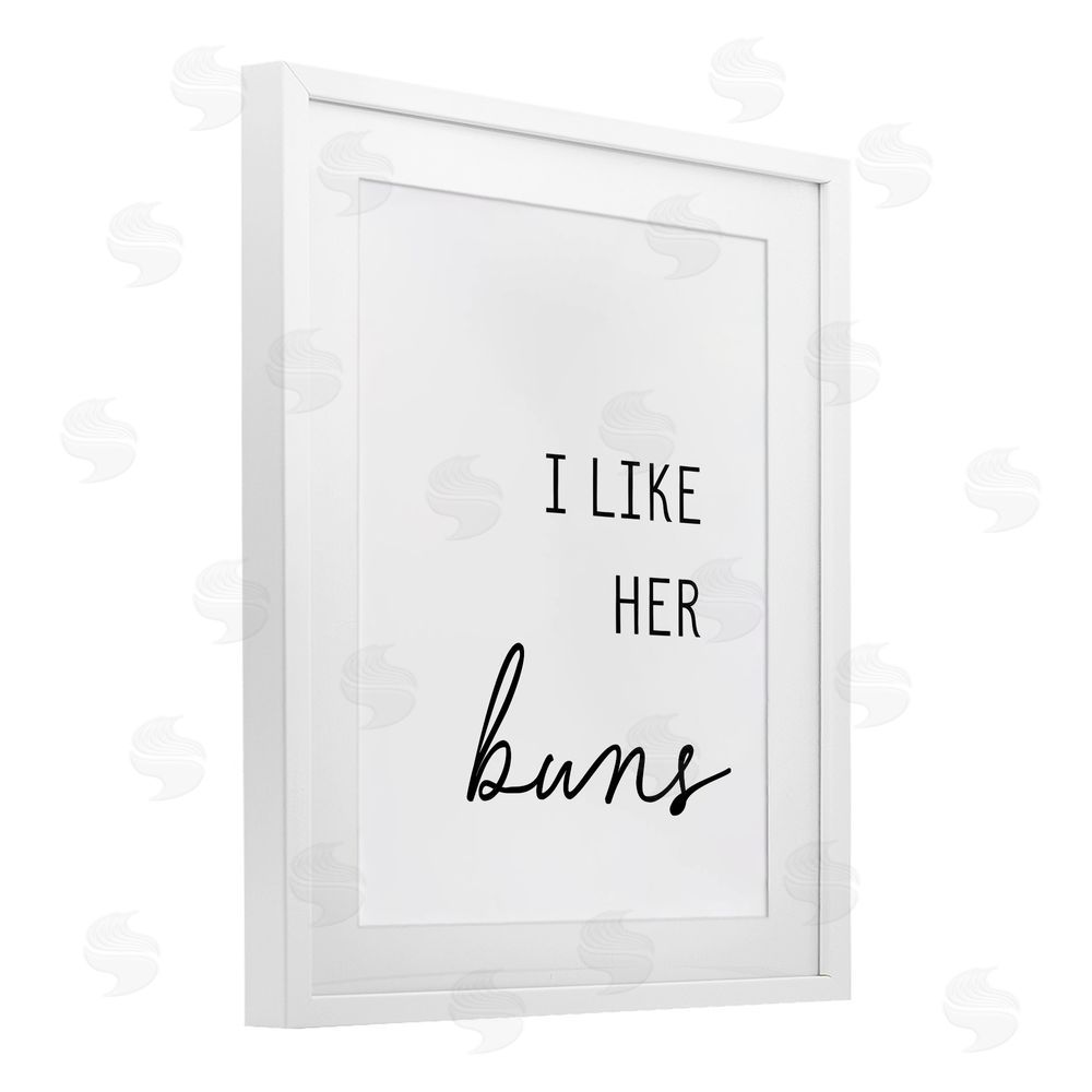 Lettered and Lined Like Her Buns White Framed Print Under Glass Wall Art