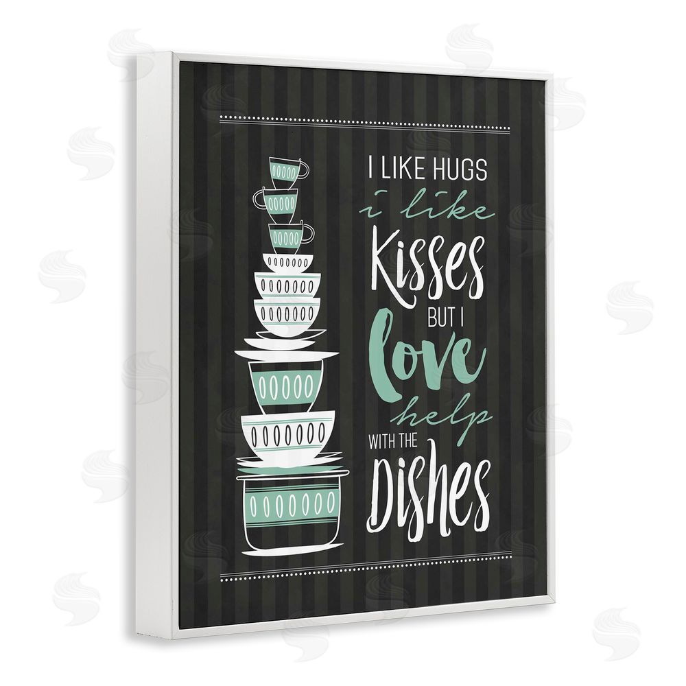 Lettered and Lined Love Help With Dishes White Framed Giclee Print Wall Art