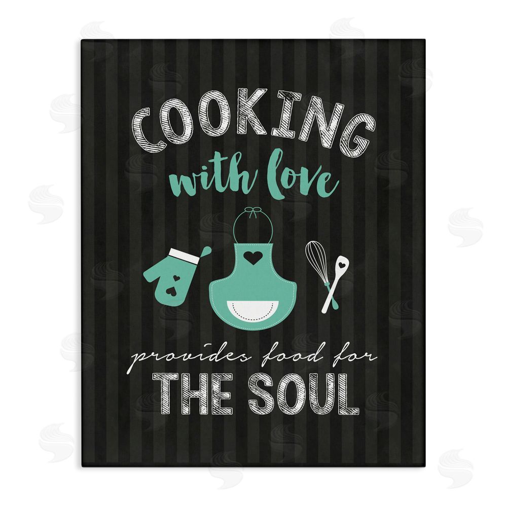Lettered and Lined Food For Soul Black & Green Stretched Canvas Wall Art Print