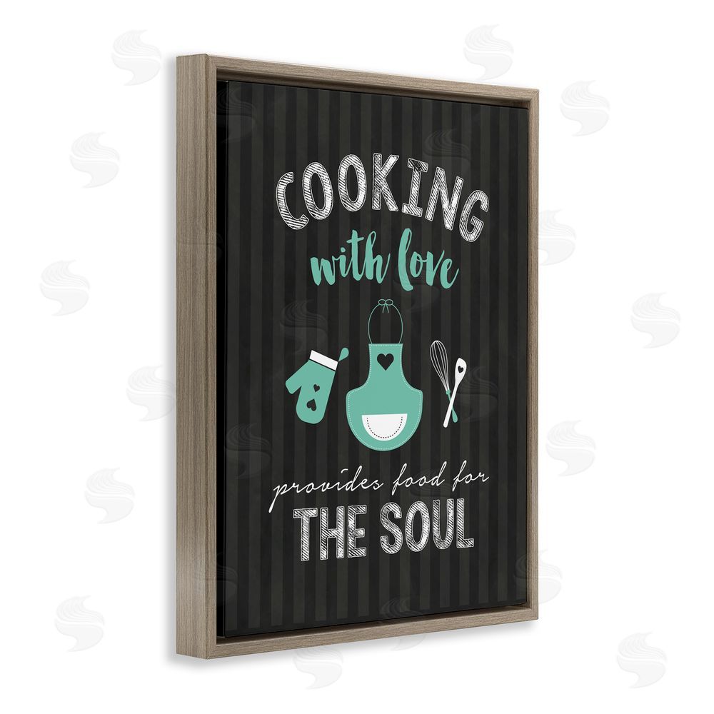 Lettered and Lined Food For Soul Black & Green Brown Floating Frame Canvas Wall Art Print