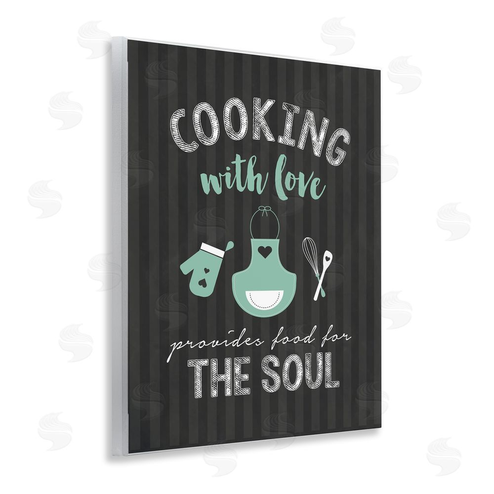Lettered and Lined Food For Soul Black & Green Wooden Wall Plaque Art Print