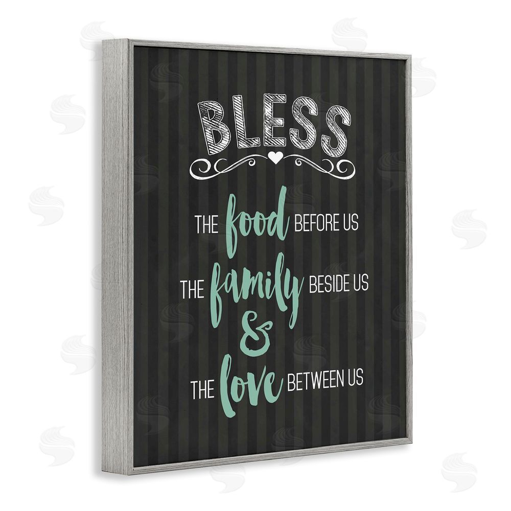 Lettered and Lined Bless The Food Family & Love Gray Framed Giclee Print Wall Art