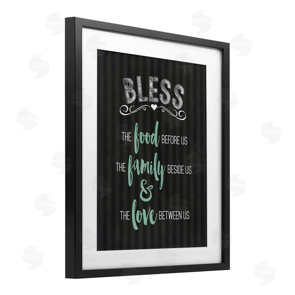 Lettered and Lined Bless The Food Family & Love Black Framed Print Under Glass Wall Art