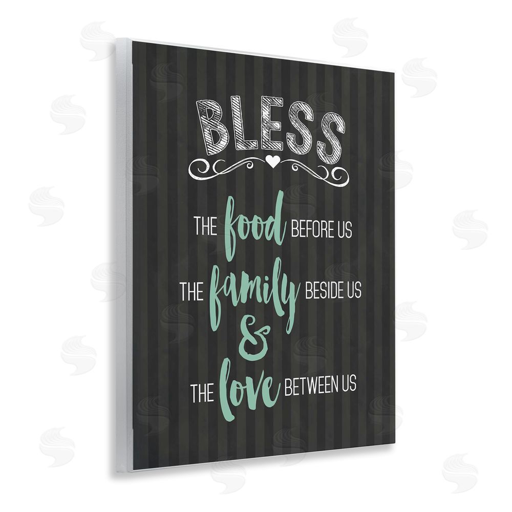Lettered and Lined Bless The Food Family & Love Wooden Wall Plaque Art Print