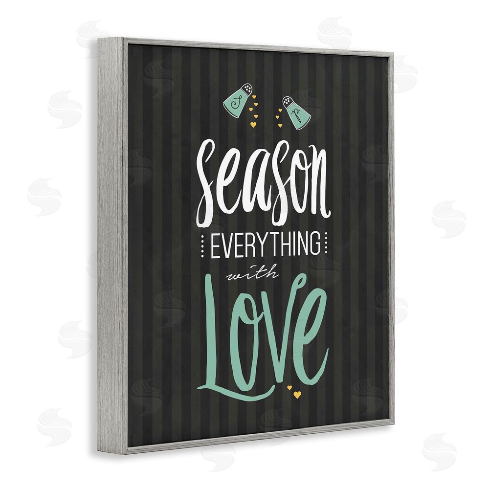 Lettered and Lined Season With Love Black & Green Gray Framed Giclee Print Wall Art