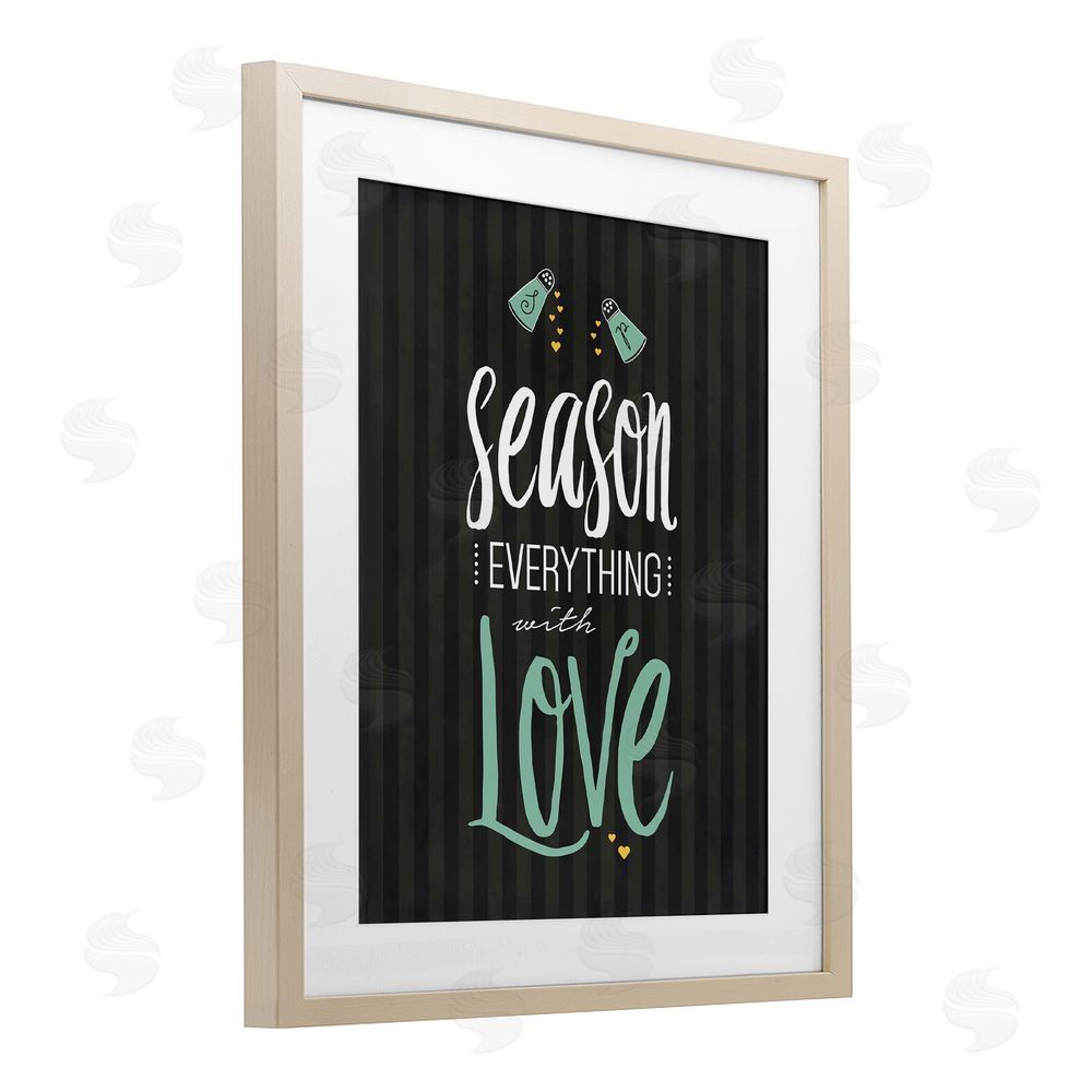 Lettered and Lined Season With Love Black & Green Brown Framed Print Under Glass Wall Art