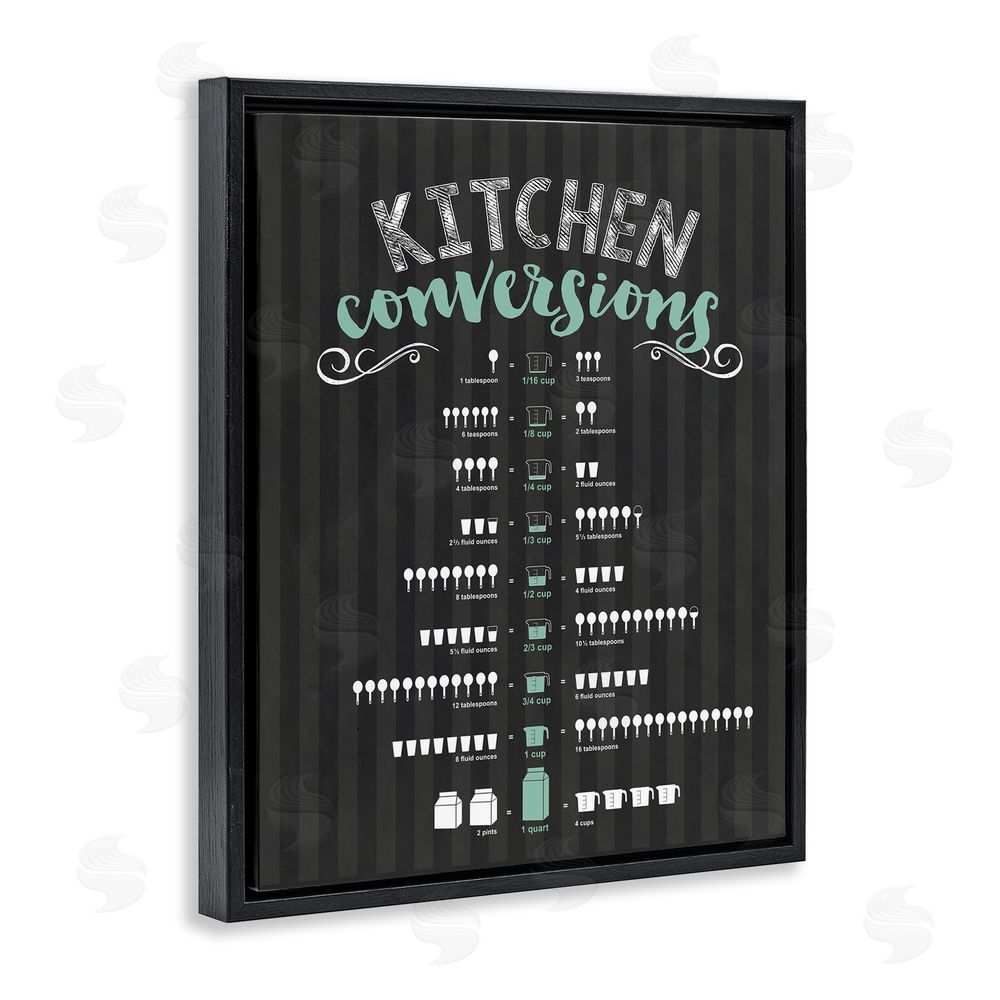 Lettered and Lined Kitchen Conversions Black & Green Black Floating Frame Canvas Wall Art Print