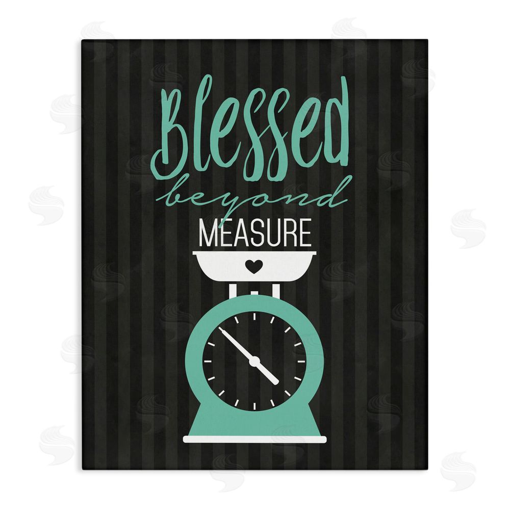 Lettered and Lined Blessed Beyond Measure Scale Stretched Canvas Wall Art Print