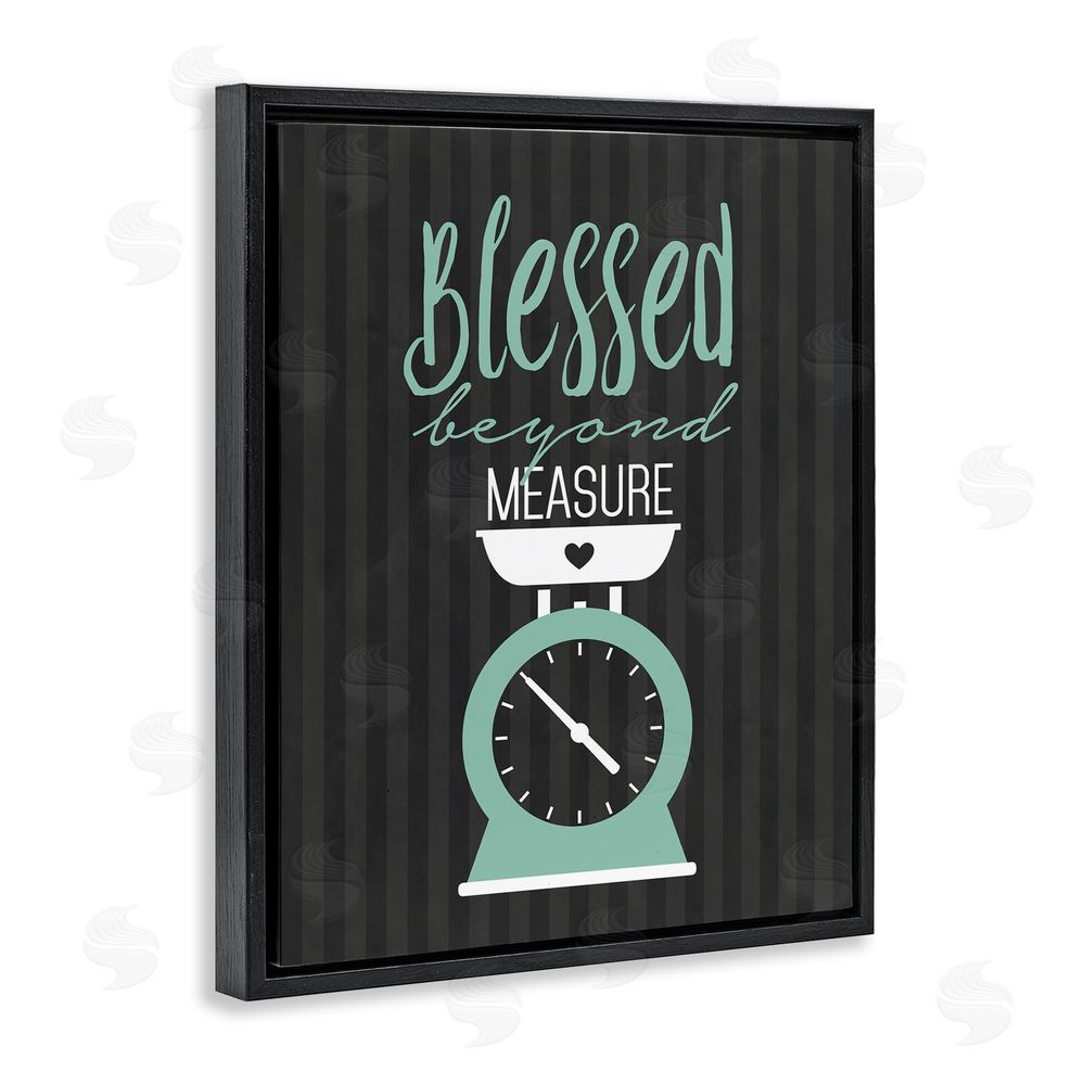 Lettered and Lined Blessed Beyond Measure Scale Black Floating Frame Canvas Wall Art Print