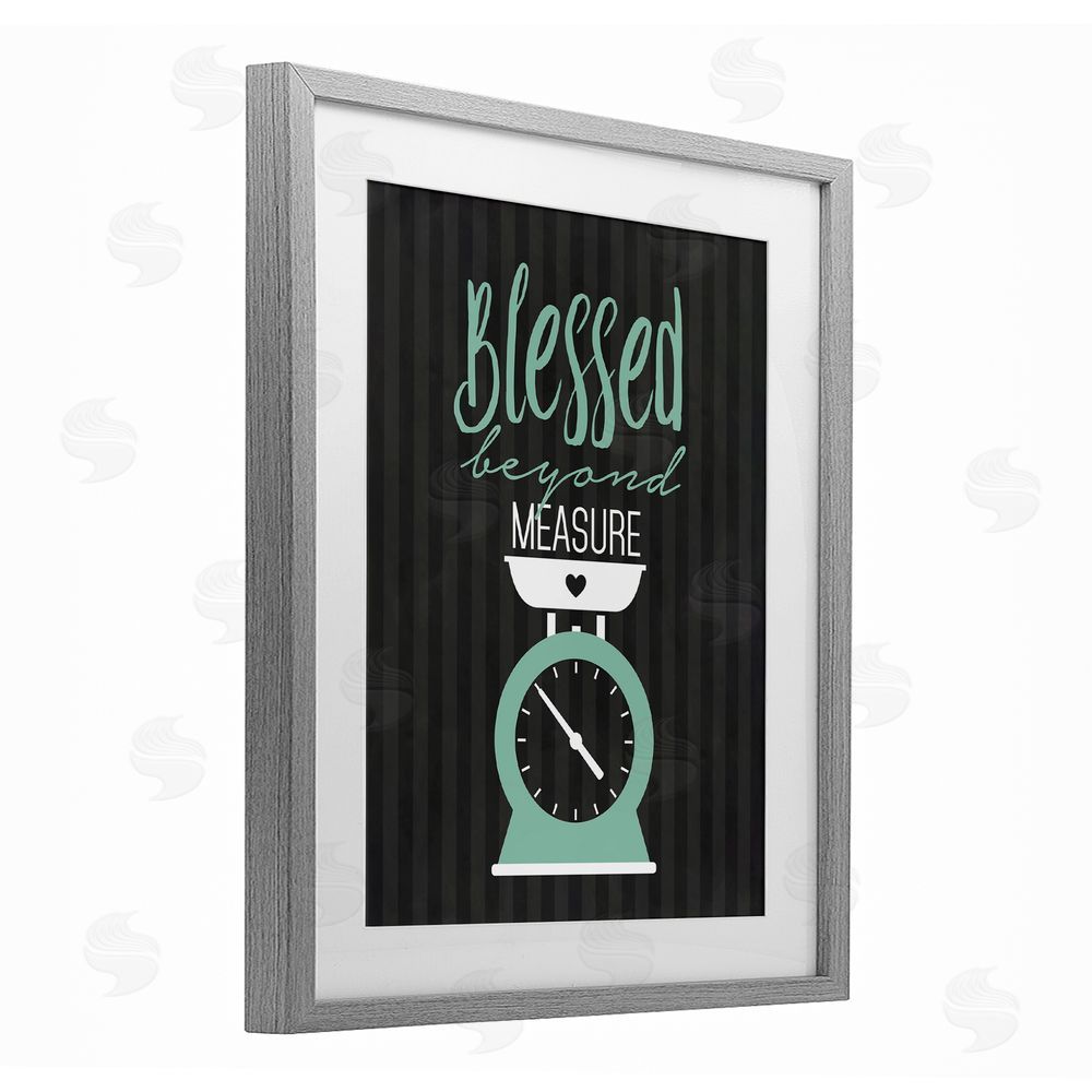 Lettered and Lined Blessed Beyond Measure Scale Gray Framed Print Under Glass Wall Art