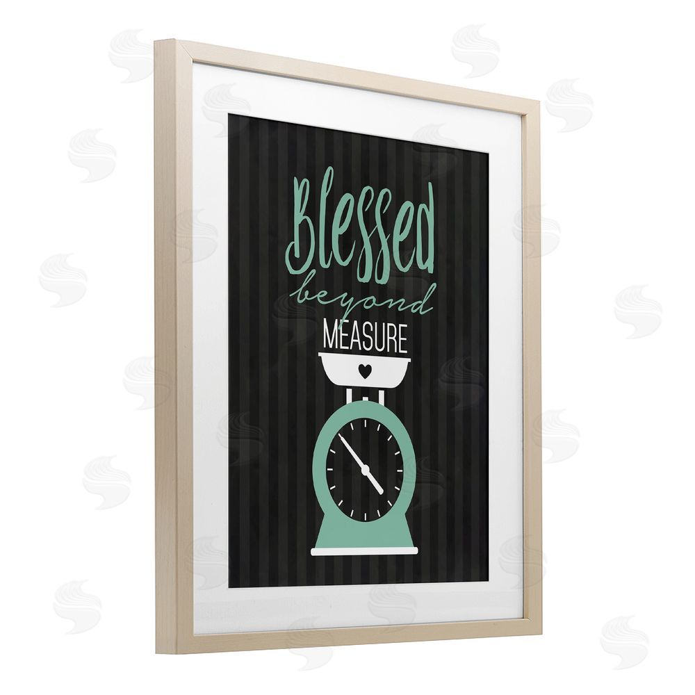 Lettered and Lined Blessed Beyond Measure Scale Brown Framed Print Under Glass Wall Art