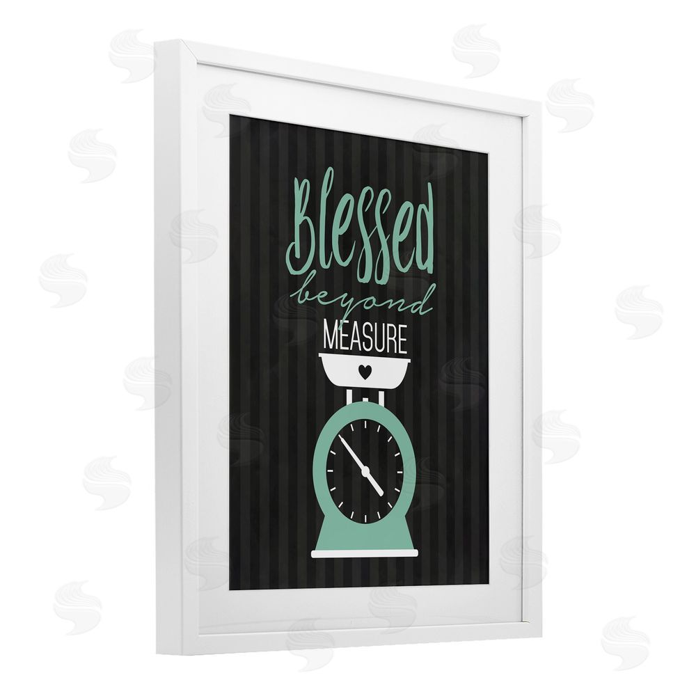 Lettered and Lined Blessed Beyond Measure Scale White Framed Print Under Glass Wall Art