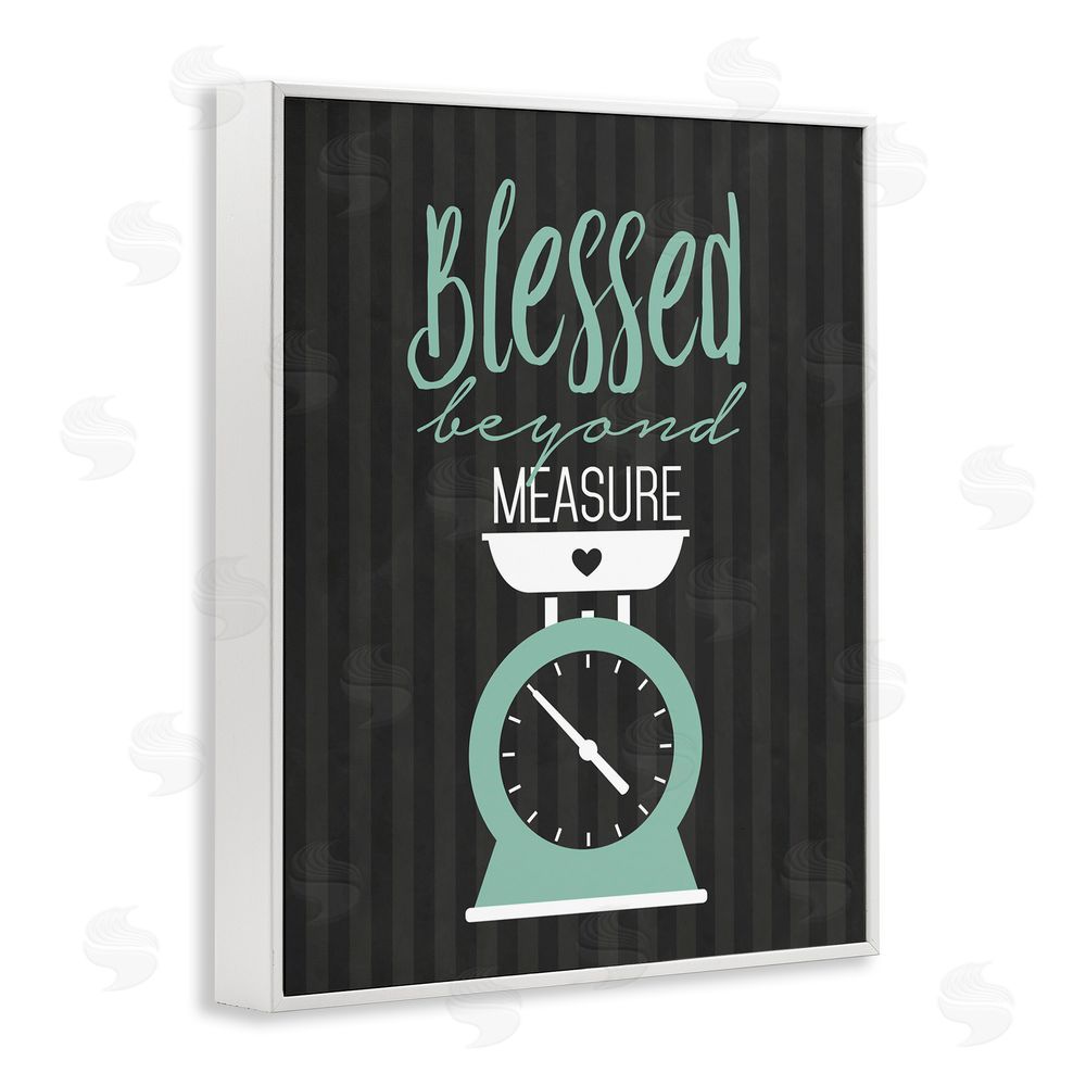 Lettered and Lined Blessed Beyond Measure Scale White Framed Giclee Print Wall Art