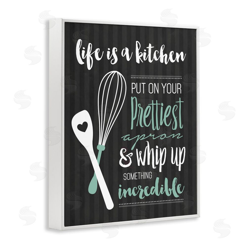 Lettered and Lined Life Is A Kitchen Motivational White Framed Giclee Print Wall Art