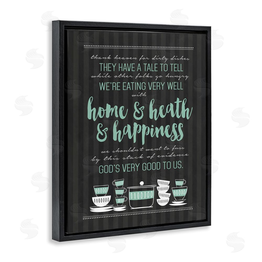 Lettered and Lined God's Good To Us Kitchen Black Floating Frame Canvas Wall Art Print