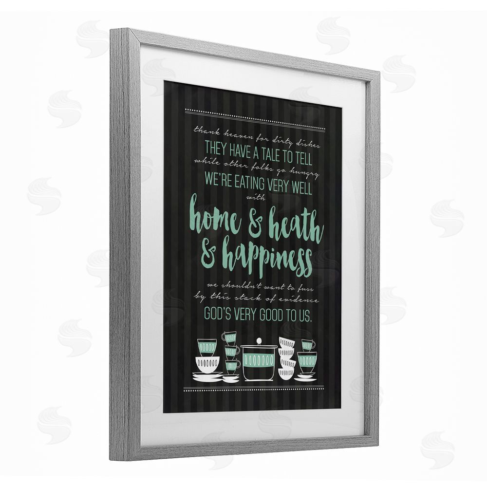 Lettered and Lined God's Good To Us Kitchen Gray Framed Print Under Glass Wall Art