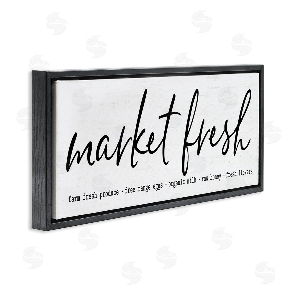 Lettered and Lined Market Fresh Organic Black Floating Frame Canvas Wall Art Print