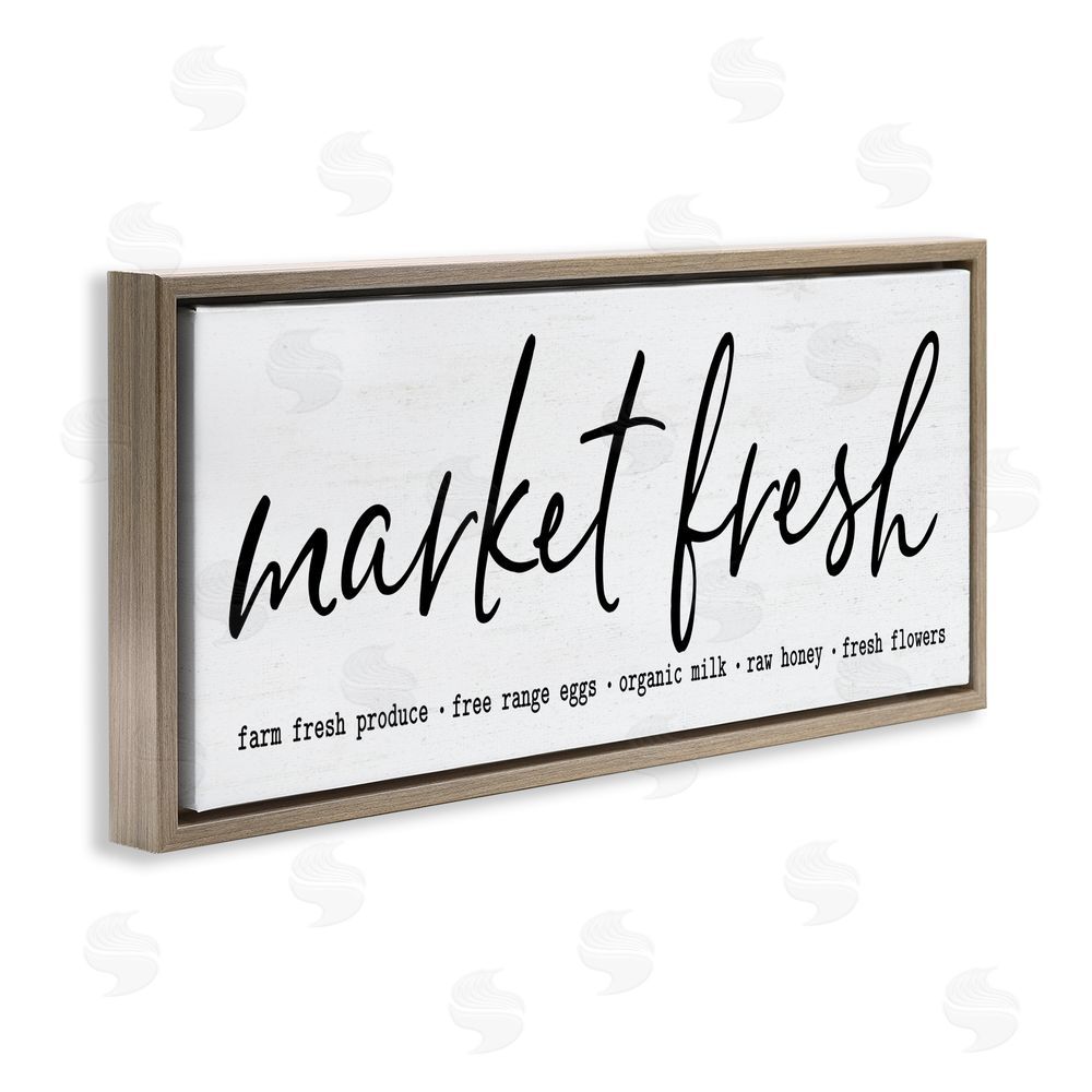 Lettered and Lined Market Fresh Organic Brown Floating Frame Canvas Wall Art Print