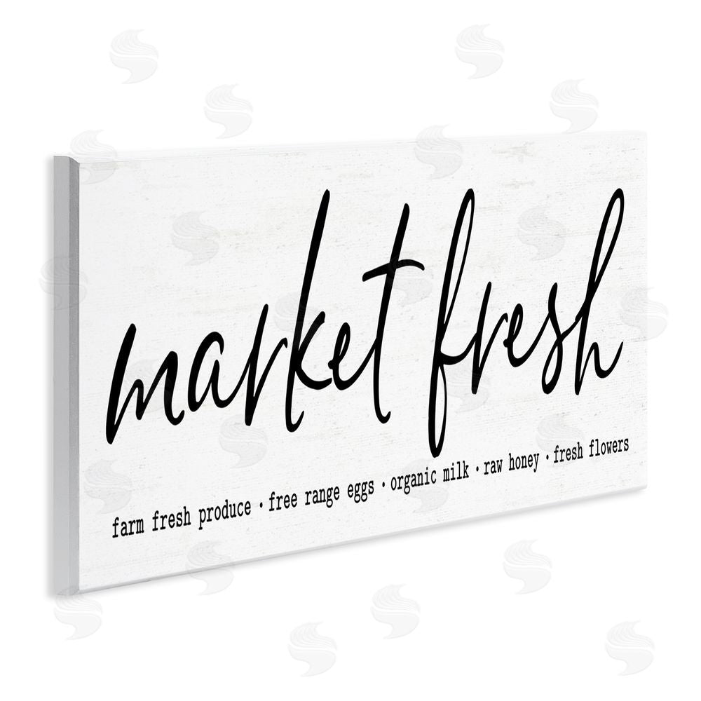 Lettered and Lined Market Fresh Organic Wooden Wall Plaque Art Print