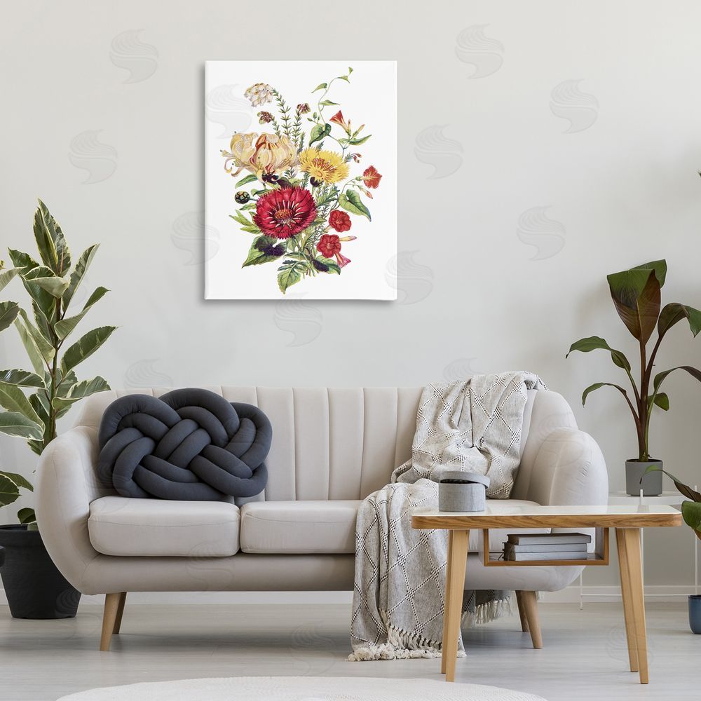 Lettered and Lined Bundle Of Wild Florals Stretched Canvas Wall Art Print in Room