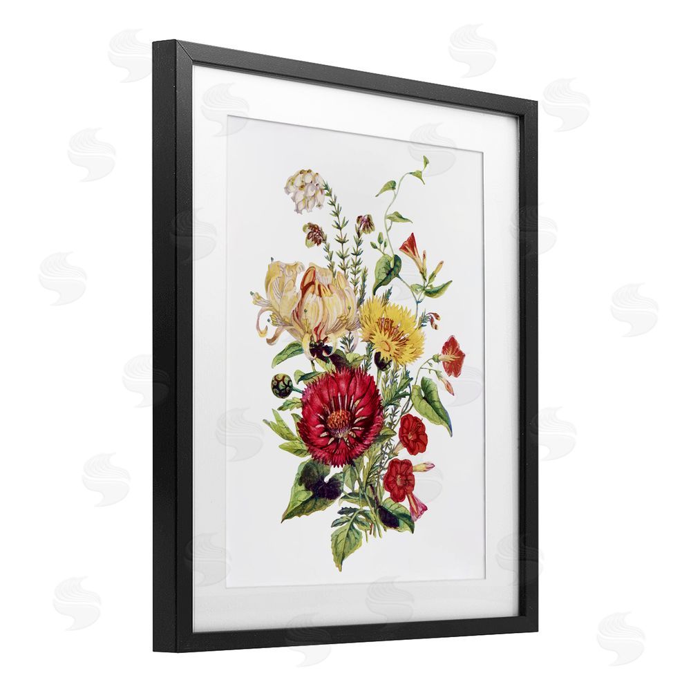 Lettered and Lined Bundle Of Wild Florals Black Framed Print Under Glass Wall Art