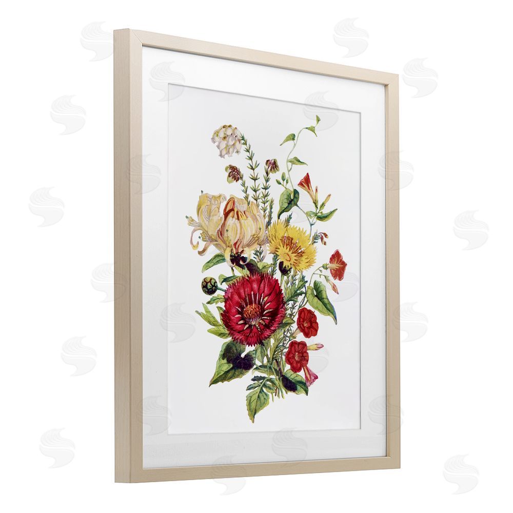 Lettered and Lined Bundle Of Wild Florals Brown Framed Print Under Glass Wall Art