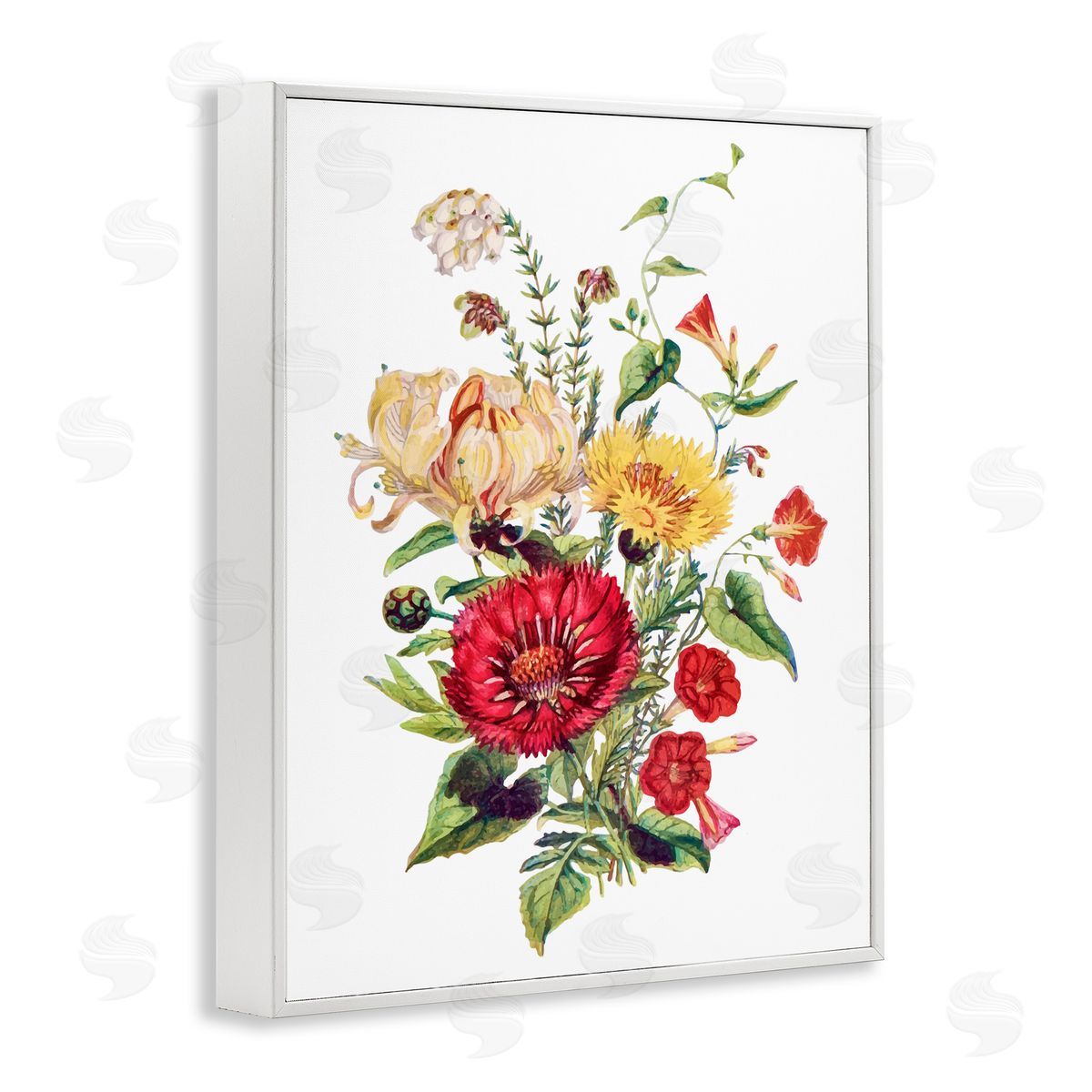 Lettered and Lined Bundle Of Wild Florals White Framed Giclee Print Wall Art