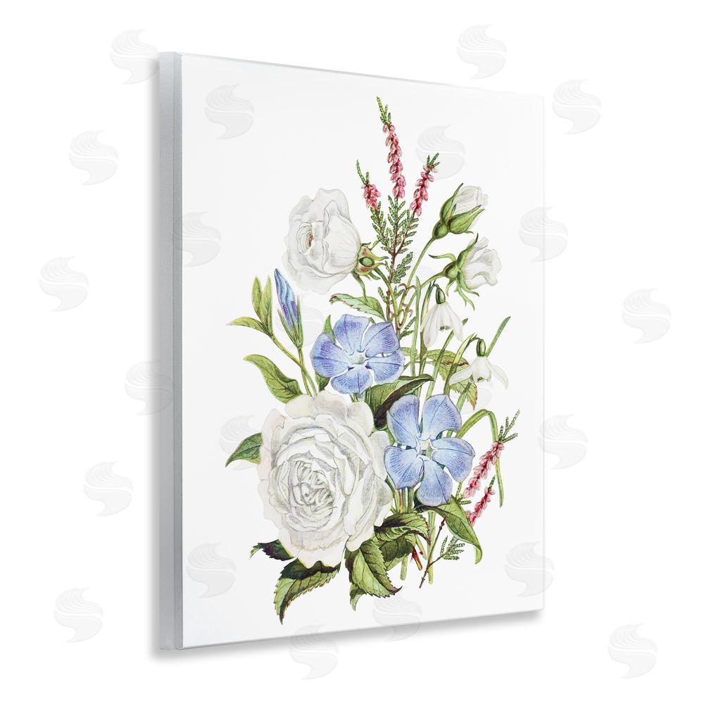 Lettered and Lined Bountiful Floral Bouquet Wooden Wall Plaque Art Print