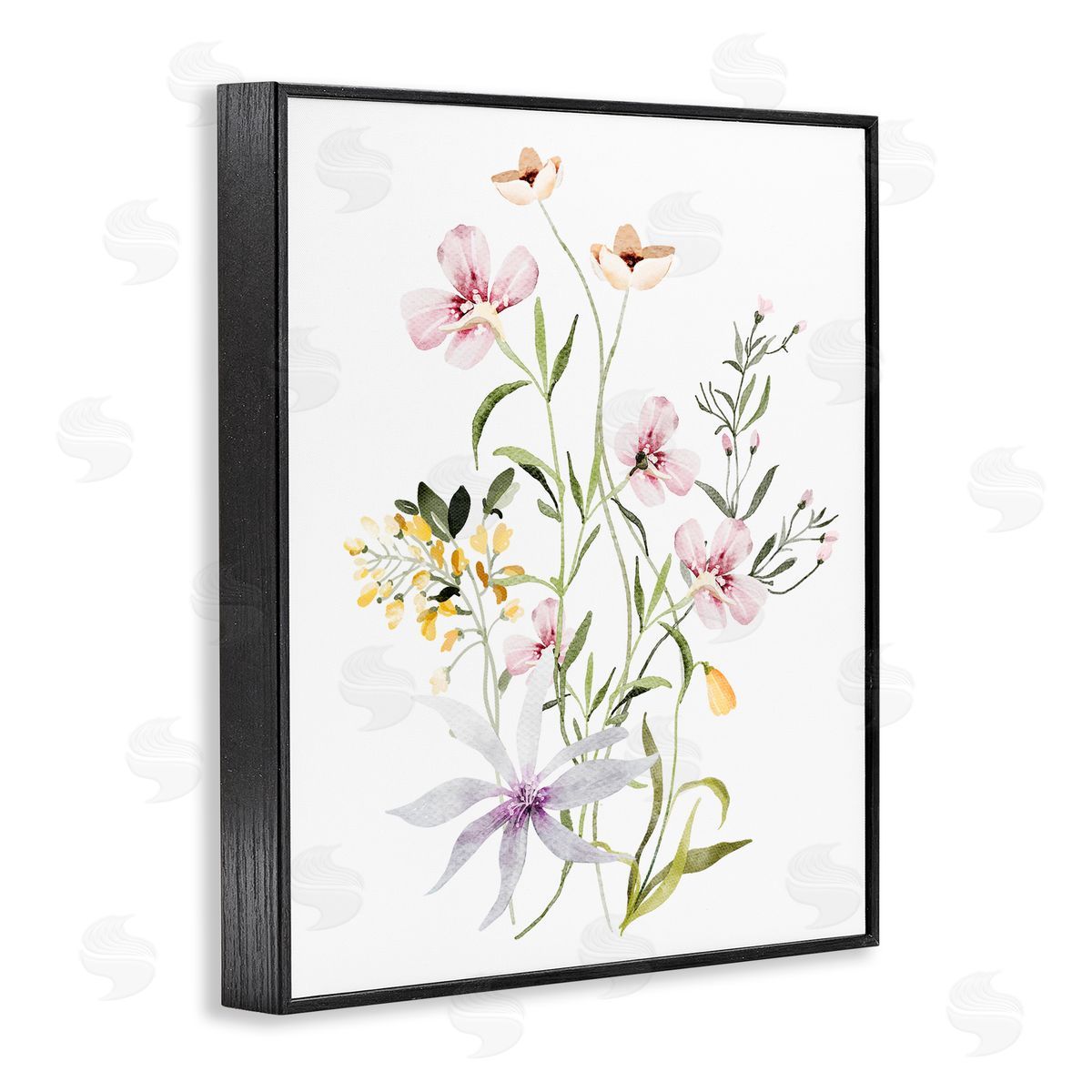 Lettered and Lined Floral Foliage Bundle Black Framed Giclee Print Wall Art