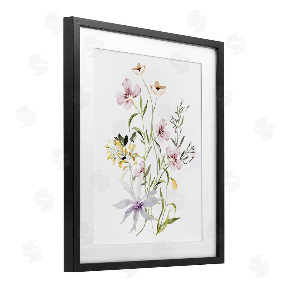 Lettered and Lined Floral Foliage Bundle Black Framed Print Under Glass Wall Art