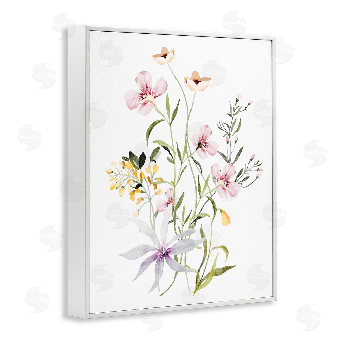Lettered and Lined Floral Foliage Bundle White Framed Giclee Print Wall Art
