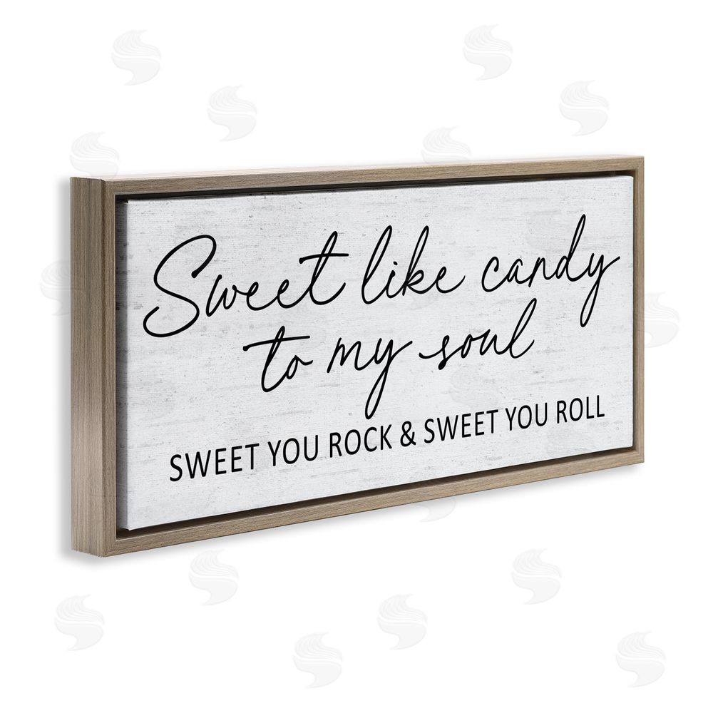 Lettered and Lined Sweet Like Candy Song Lyrics Brown Floating Frame Canvas Wall Art Print