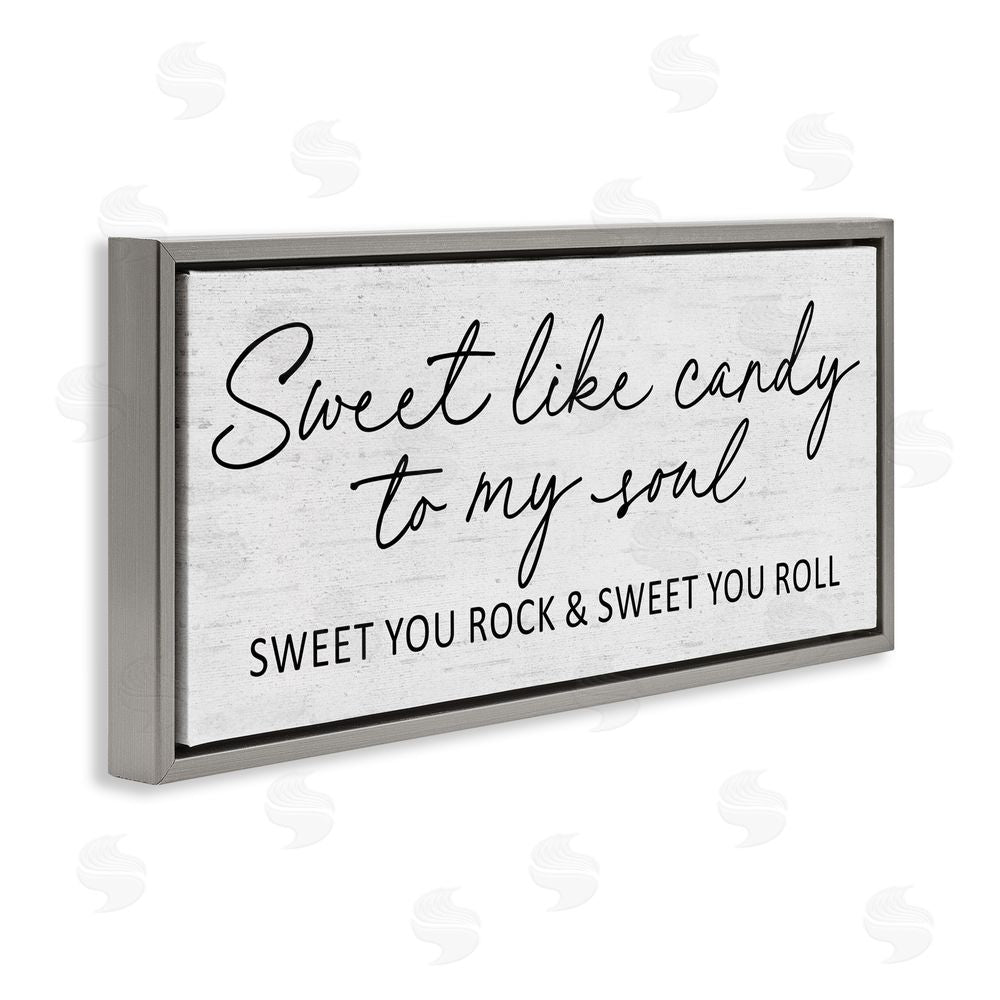 Lettered and Lined Sweet Like Candy Song Lyrics Gray Floating Frame Canvas Wall Art Print