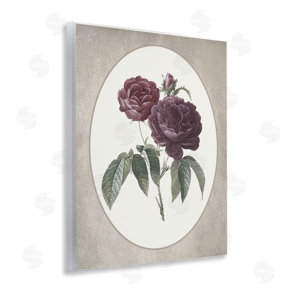 Lettered and Lined Vintage Blooms within Oval Wooden Wall Plaque Art Print