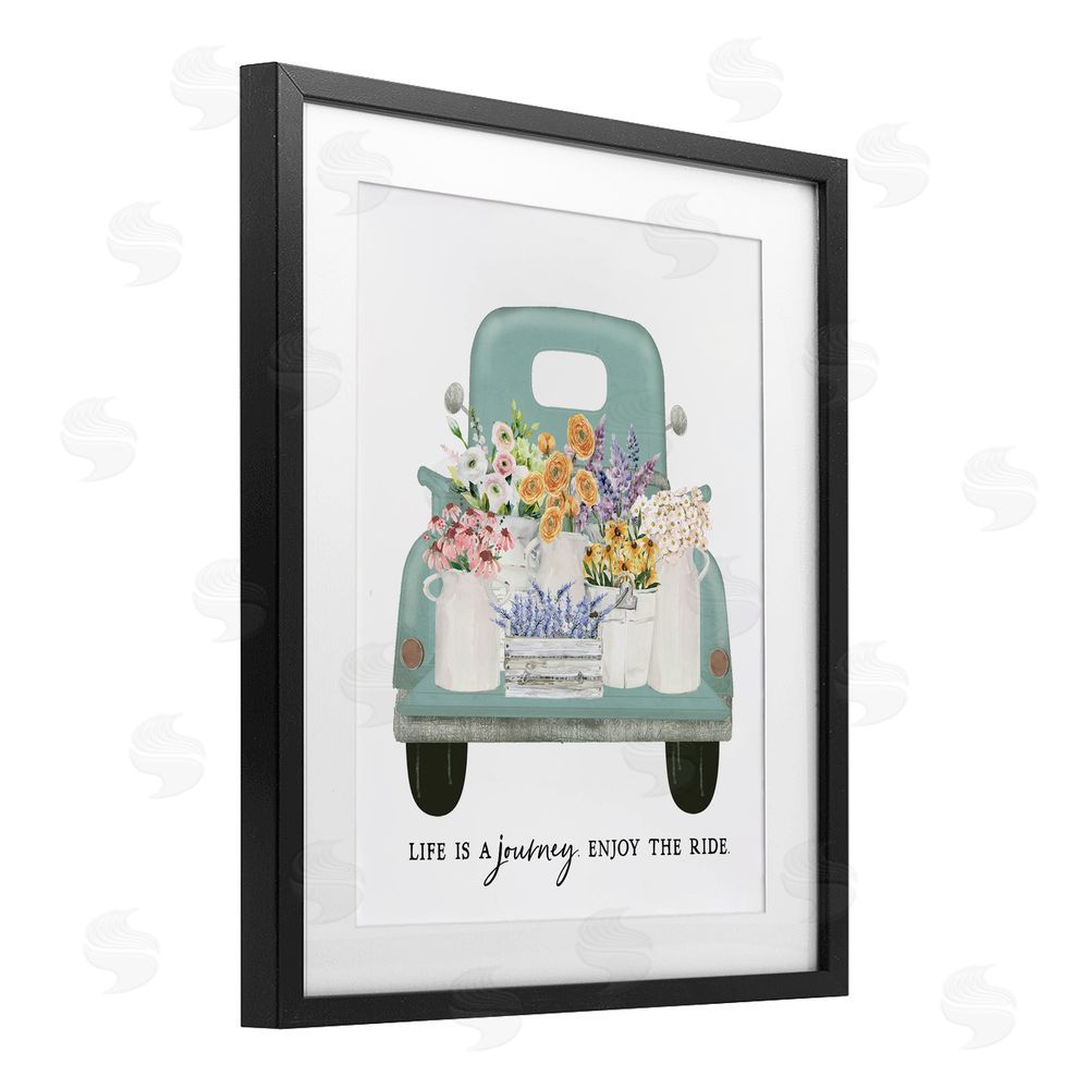 Lettered and Lined Enjoy The Ride Truck Black Framed Print Under Glass Wall Art