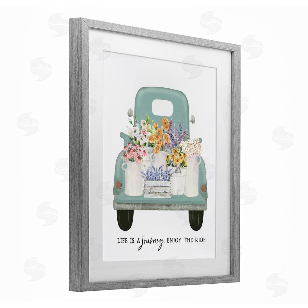 Lettered and Lined Enjoy The Ride Truck Gray Framed Print Under Glass Wall Art