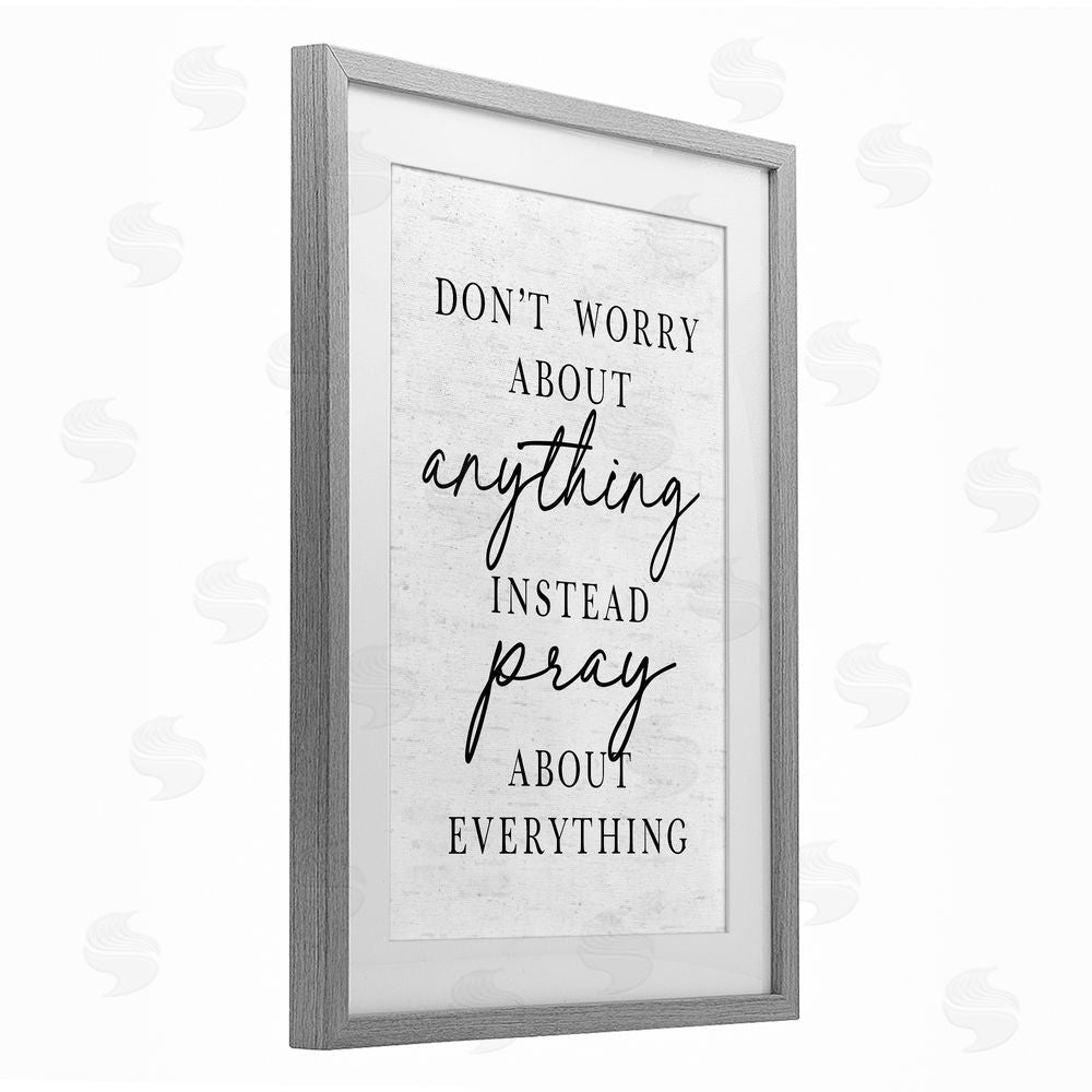 Lettered and Lined Pray Instead Of Worry Gray Framed Print Under Glass Wall Art