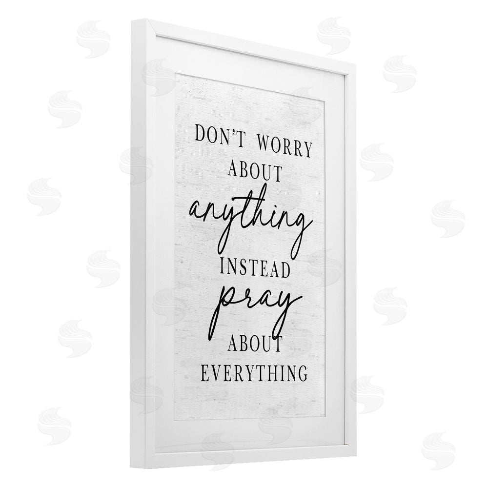 Lettered and Lined Pray Instead Of Worry White Framed Print Under Glass Wall Art