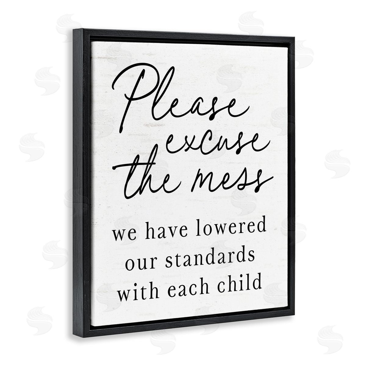 Lettered and Lined Lowered Stand With Each Child Black Floating Frame Canvas Wall Art Print