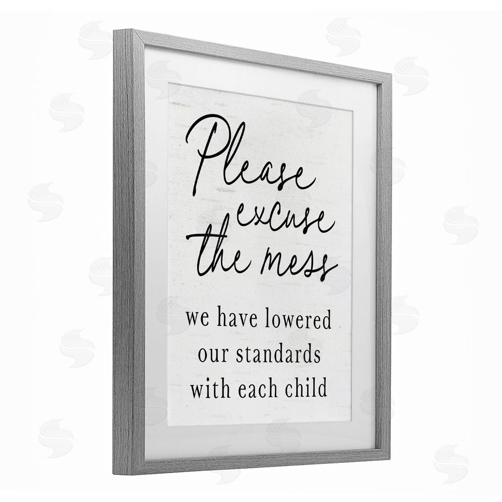 Lettered and Lined Lowered Stand With Each Child Gray Framed Print Under Glass Wall Art