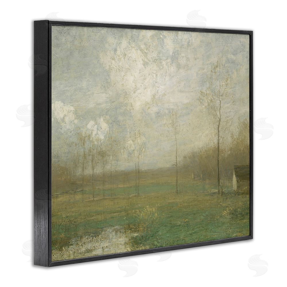 Lettered and Lined Hazy Farmland View Black Framed Giclee Print Wall Art