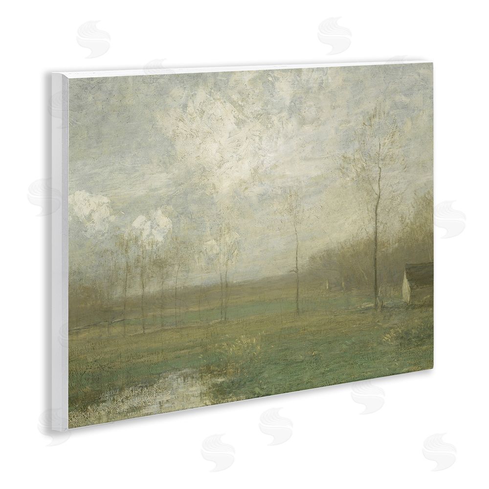 Lettered and Lined Hazy Farmland View Wooden Wall Plaque Art Print