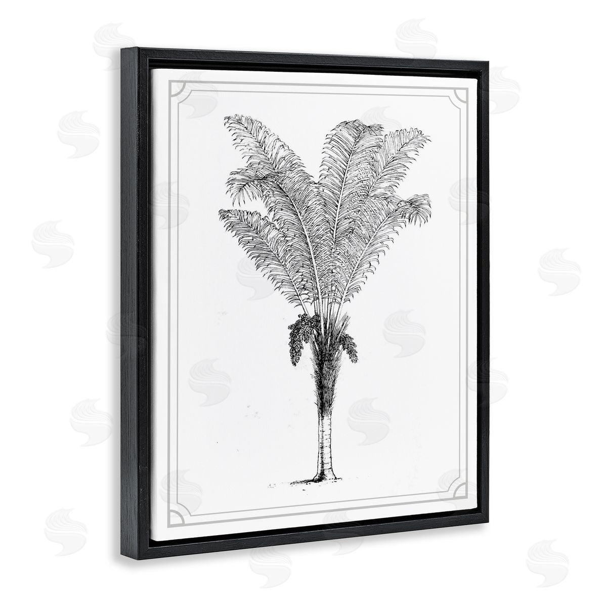 Lettered and Lined Vintage & Minimal Palm Black Floating Frame Canvas Wall Art Print