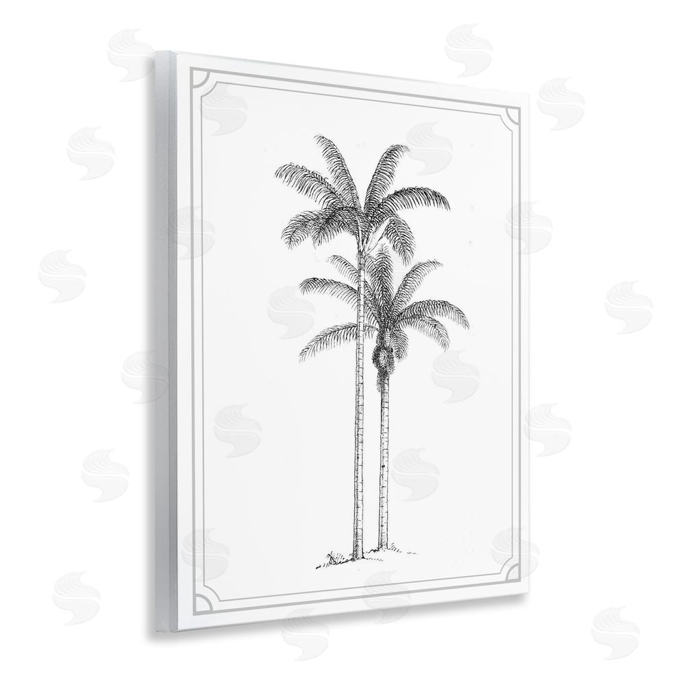 Lettered and Lined Vintage Simple Palm Tree Wooden Wall Plaque Art Print