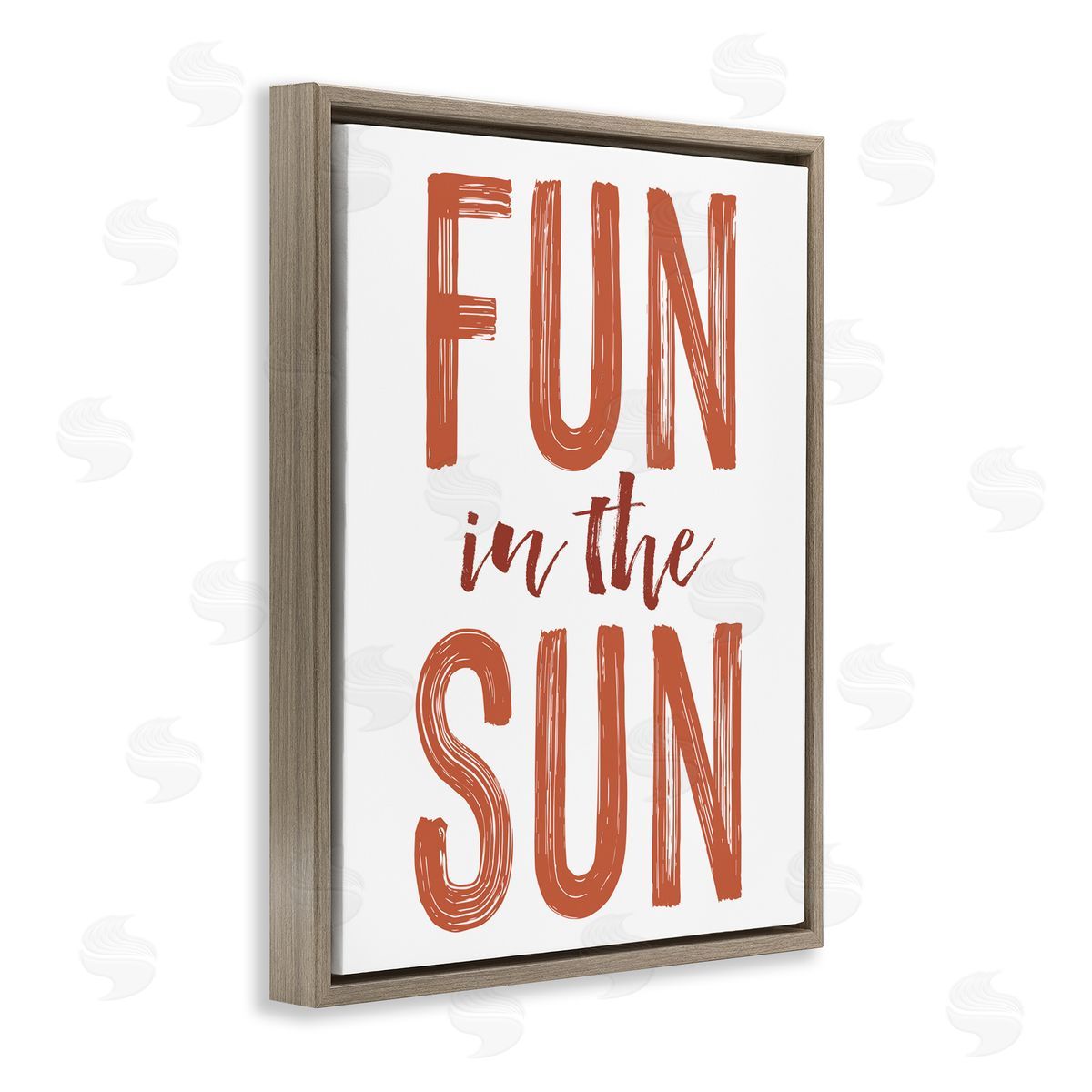 Lettered and Lined Summer Sentiment Fun In Sun Brown Floating Frame Canvas Wall Art Print